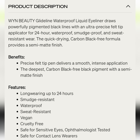 NEW WYN Beauty Glideline Waterproof Liquid Eyeliner - Focus Black - Picture 7 of 7